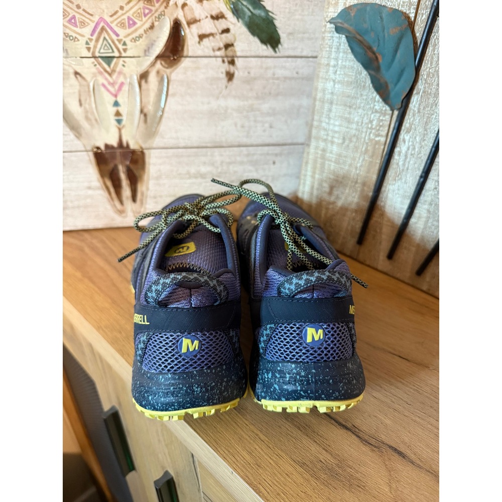 Merrell Women's Trail Hiking Shoes Navy Yellow Mesh Lace Up Size 10 - Picture 6 of 10